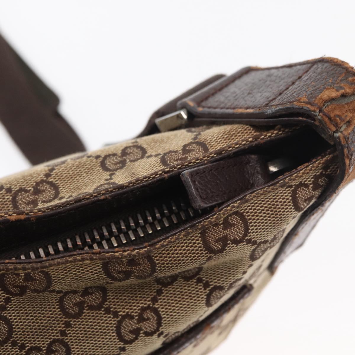 GUCCI GG Canvas Shoulder Bag Beige Silver 122793 Auth 147865