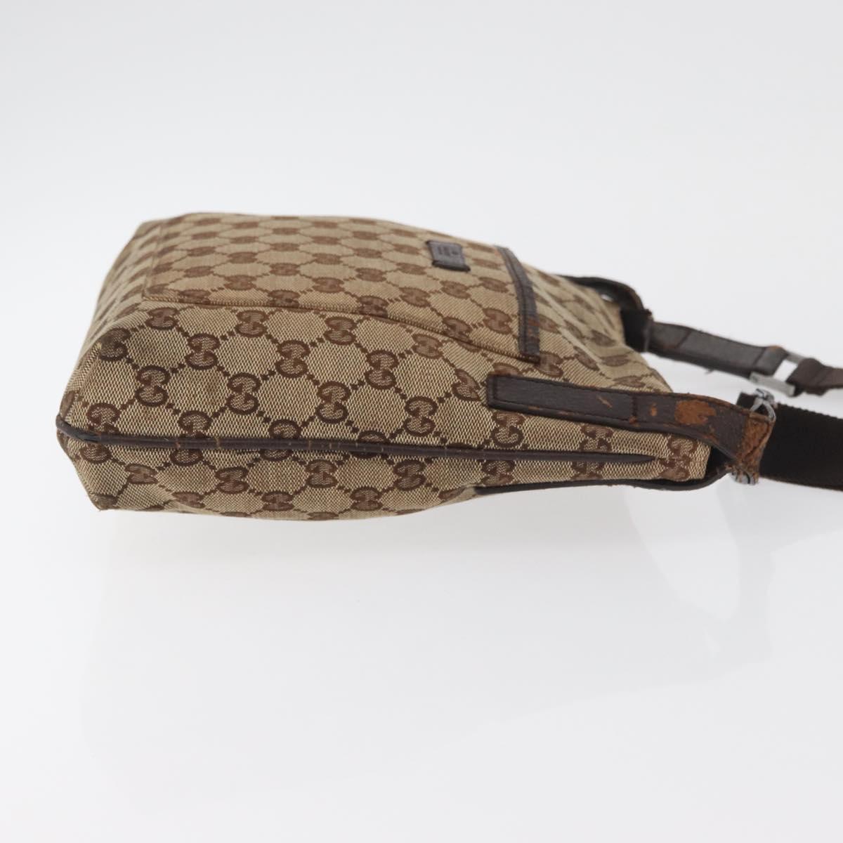 GUCCI GG Canvas Shoulder Bag Beige Silver 122793 Auth 147865