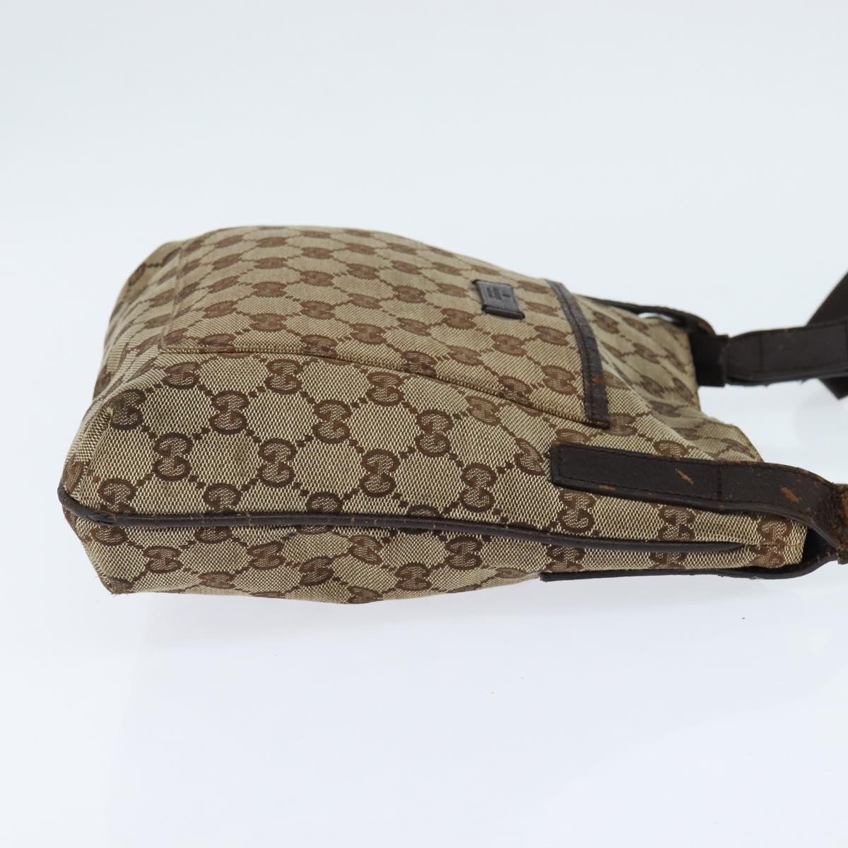 GUCCI GG Canvas Shoulder Bag Beige Silver 122793 Auth 147865