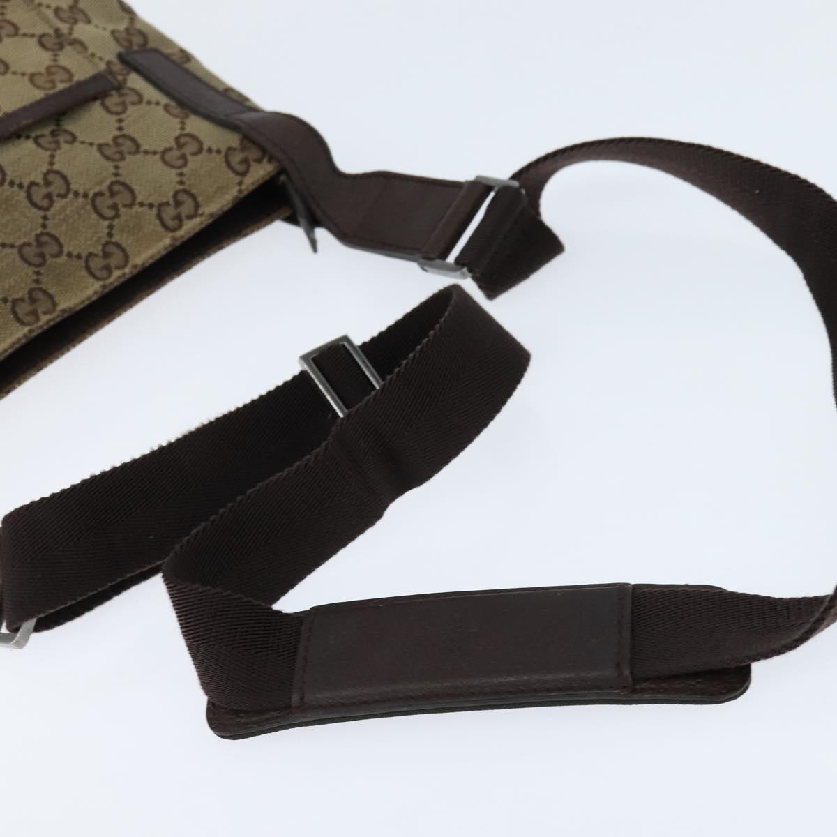 GUCCI GG Canvas Shoulder Bag Beige Silver 122793 Auth 147867