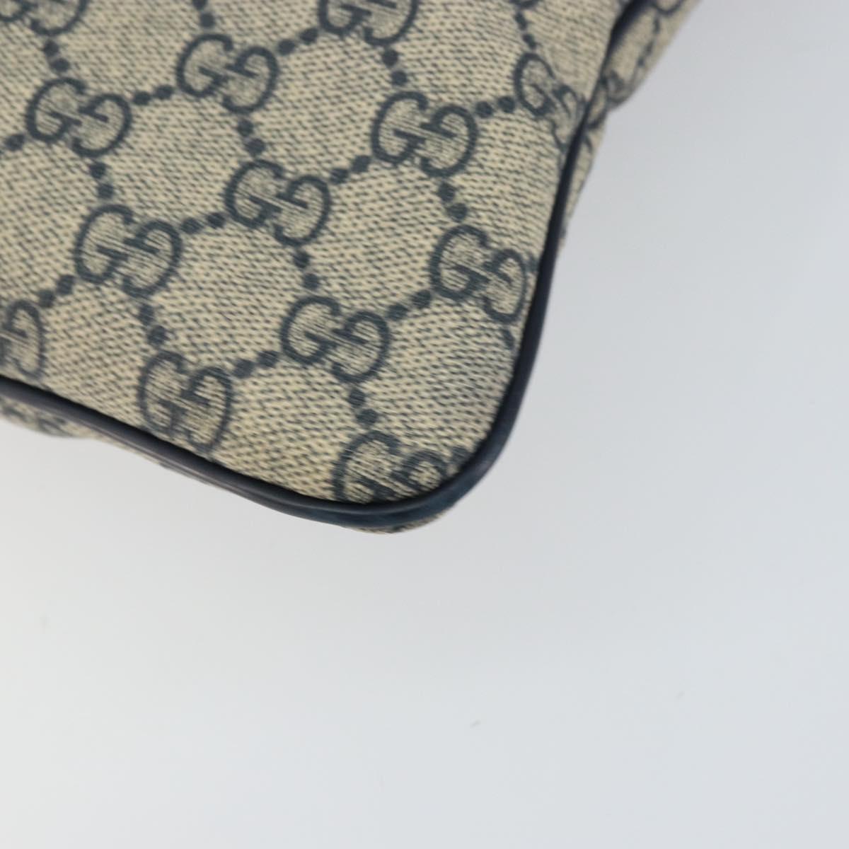 GUCCI GG Supreme Shoulder Bag PVC Navy Silver 201446 Auth 147869