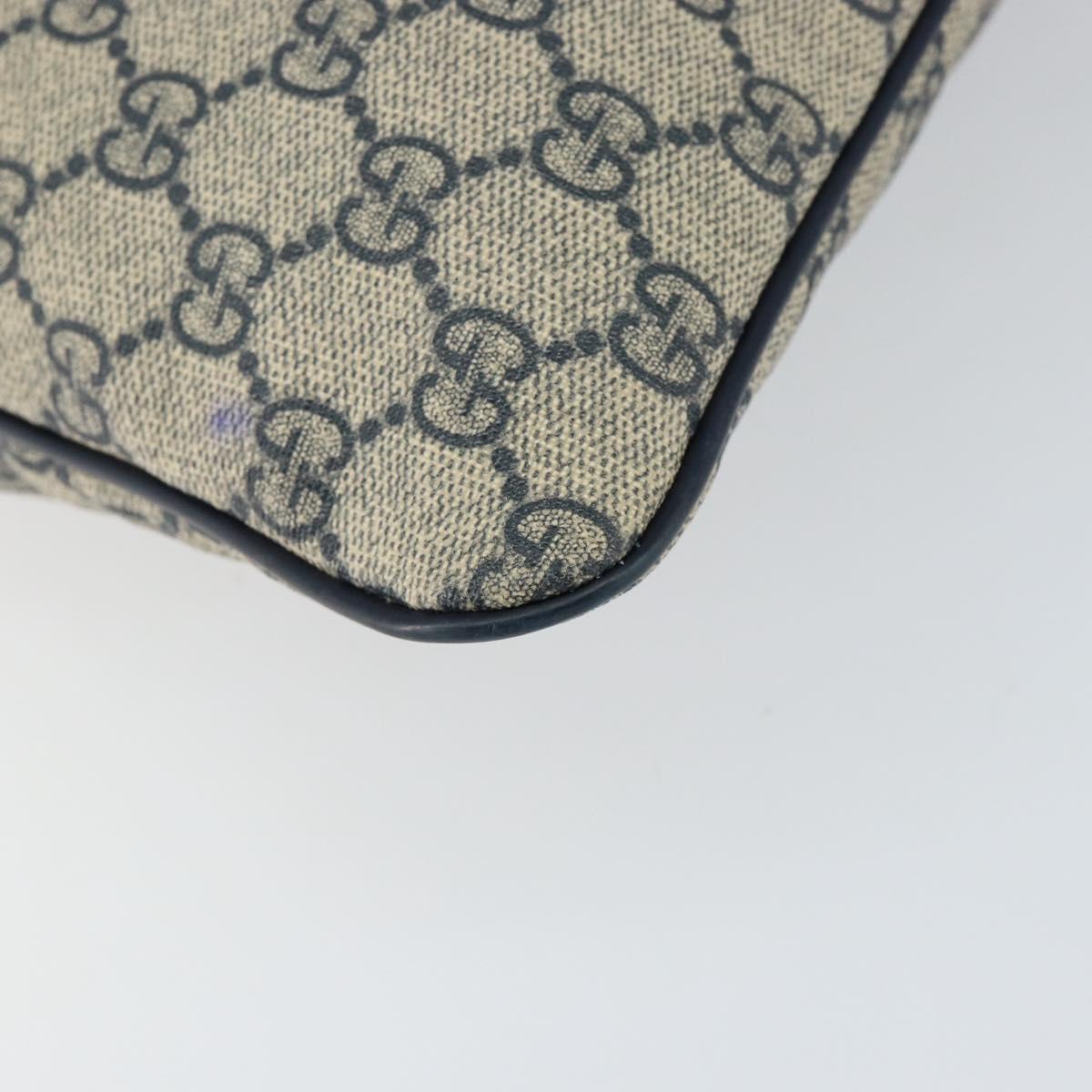 GUCCI GG Supreme Shoulder Bag PVC Navy Silver 201446 Auth 147869