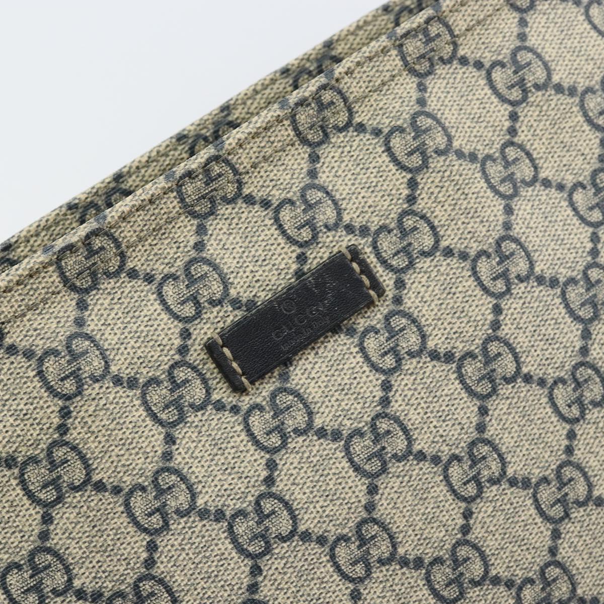 GUCCI GG Supreme Shoulder Bag PVC Navy Silver 201446 Auth 147869