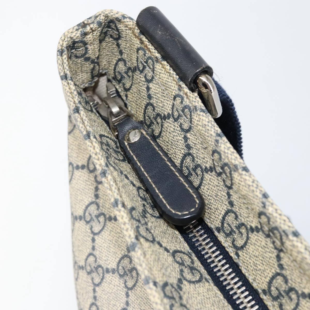 GUCCI GG Supreme Shoulder Bag PVC Navy Silver 201446 Auth 147869