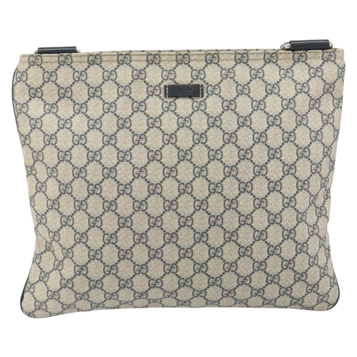 GUCCI GG Supreme Shoulder Bag PVC Navy Silver 201446 Auth 147869