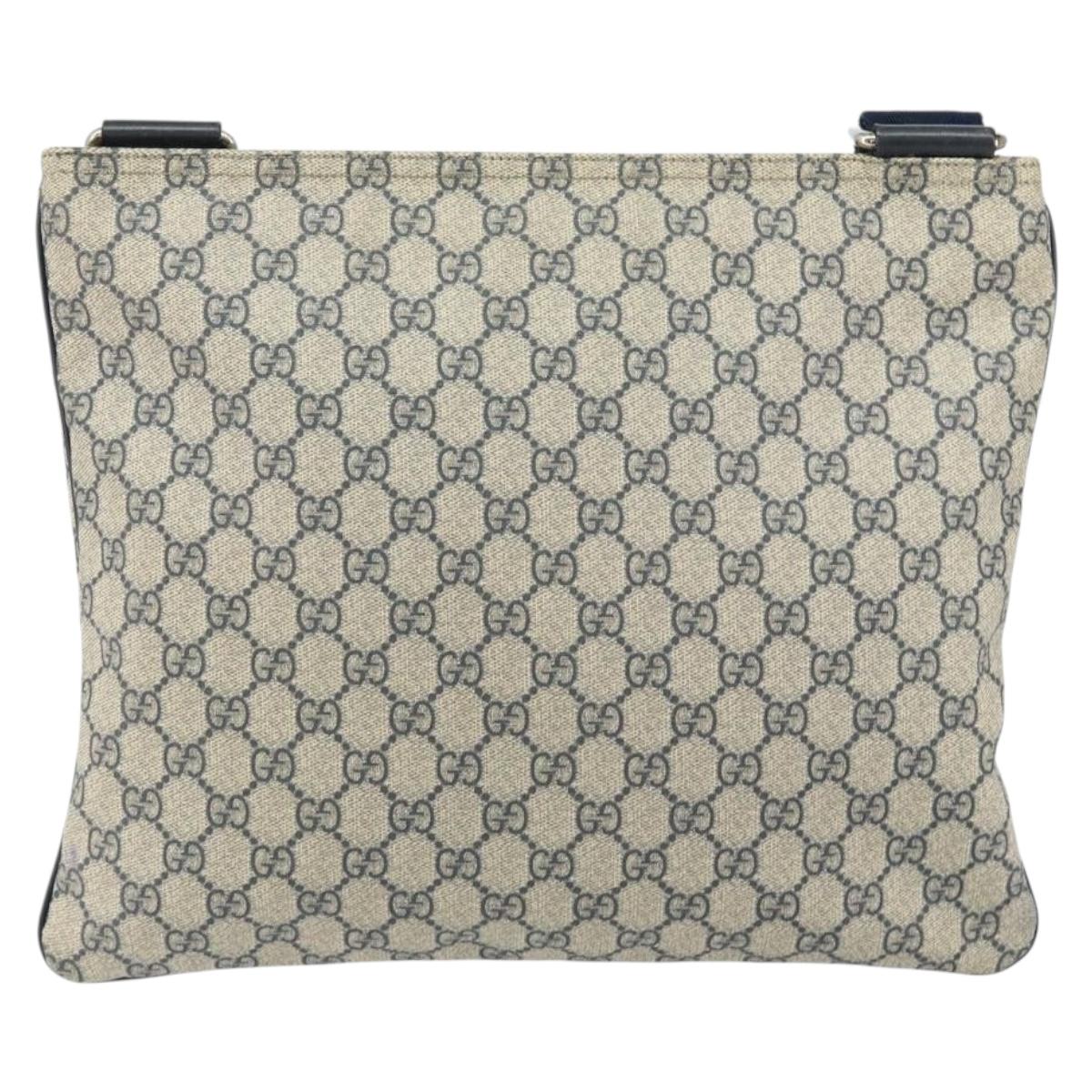 GUCCI GG Supreme Shoulder Bag PVC Navy Silver 201446 Auth 147869