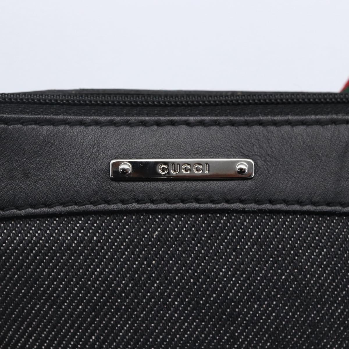 GUCCI Web Sherry Line Accessory Pouch Canvas Black Red Green 92820 Auth 147877
