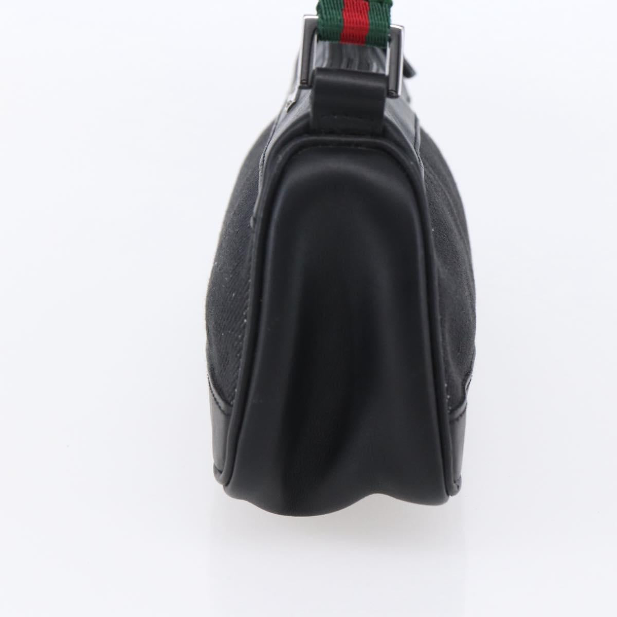 GUCCI Web Sherry Line Accessory Pouch Canvas Black Red Green 92820 Auth 147877