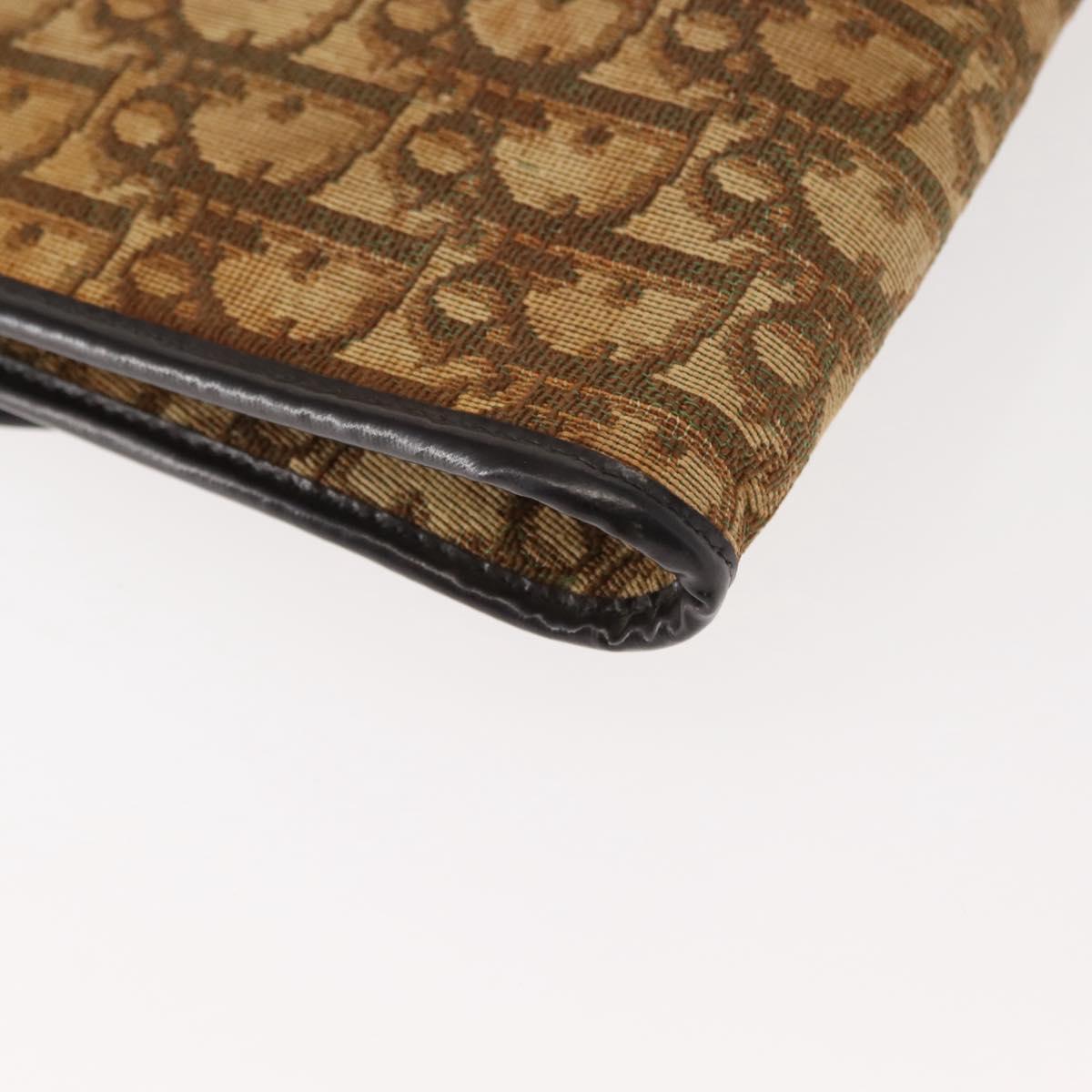 Christian Dior Trotter Canvas Chain Shoulder Bag Brown Gold Auth 147883