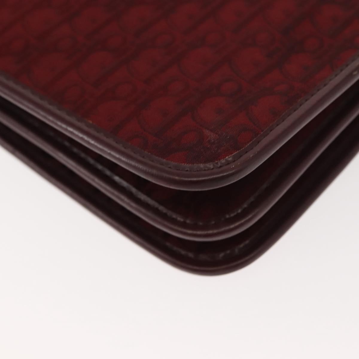 Christian Dior Trotter Canvas Chain Shoulder Bag Red Gold Auth 147884