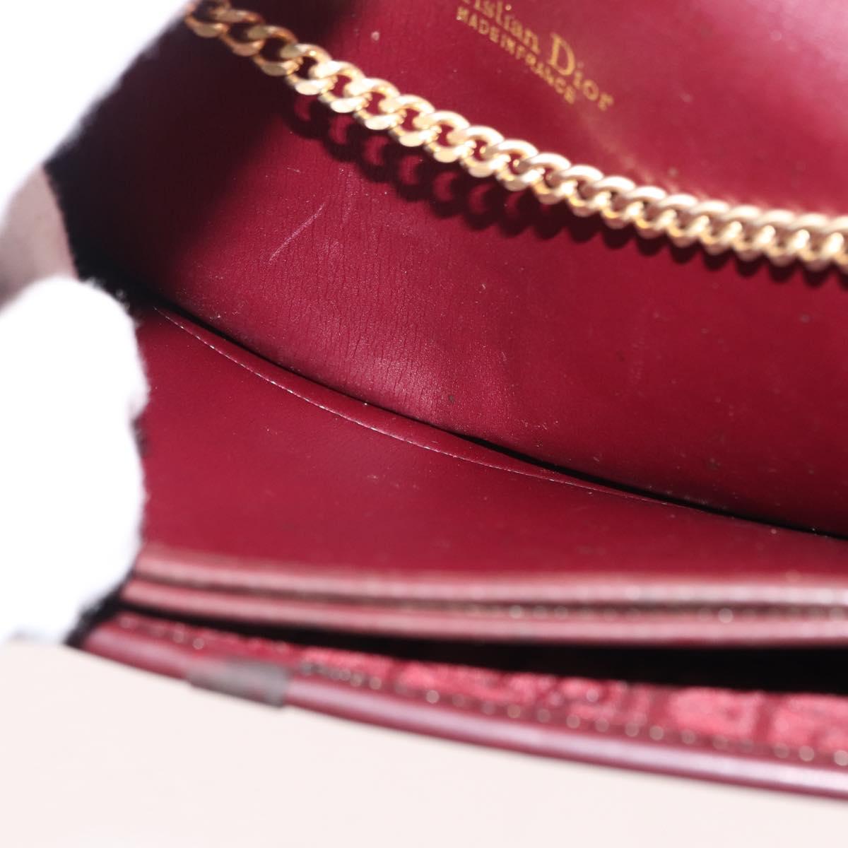Christian Dior Trotter Canvas Chain Shoulder Bag Red Gold Auth 147884
