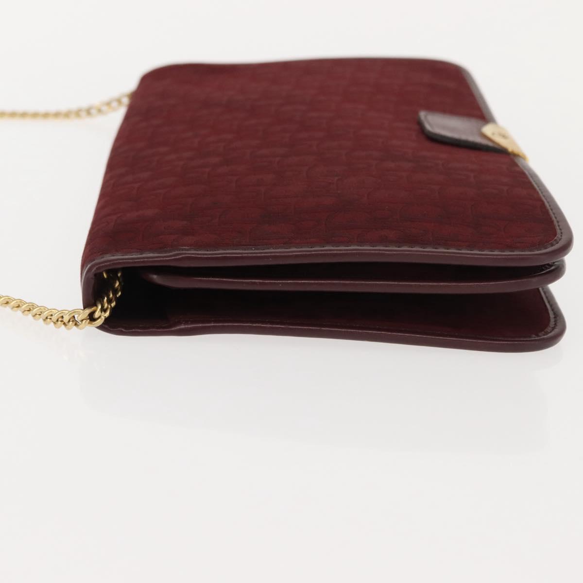 Christian Dior Trotter Canvas Chain Shoulder Bag Red Gold Auth 147884