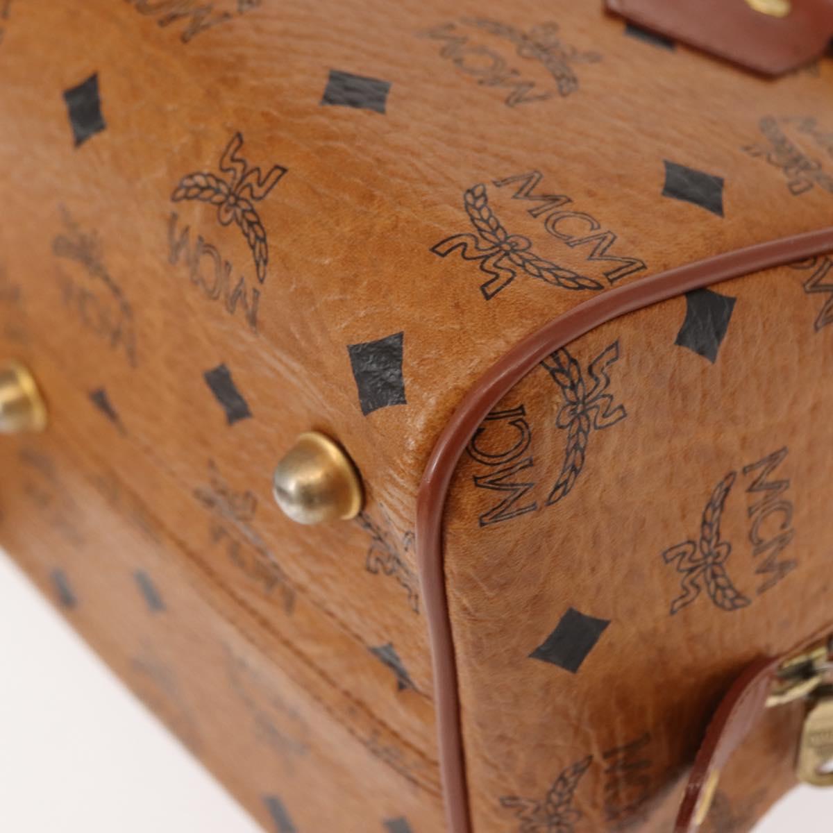 MCM Logogram Vicetos Hand Bag PVC Leather Brown Gold Auth 147887