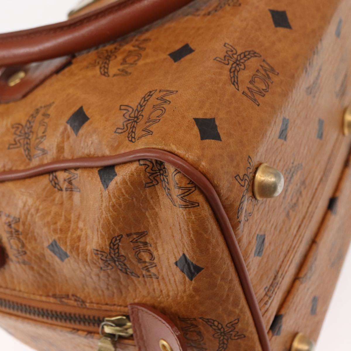 MCM Logogram Vicetos Hand Bag PVC Leather Brown Gold Auth 147887