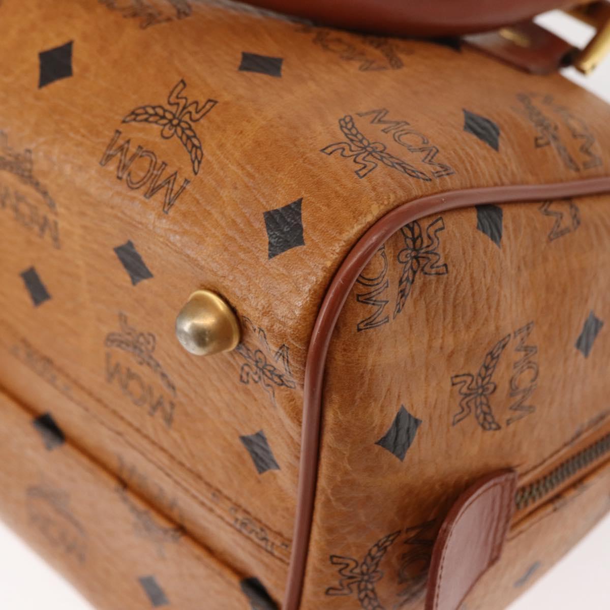 MCM Logogram Vicetos Hand Bag PVC Leather Brown Gold Auth 147887