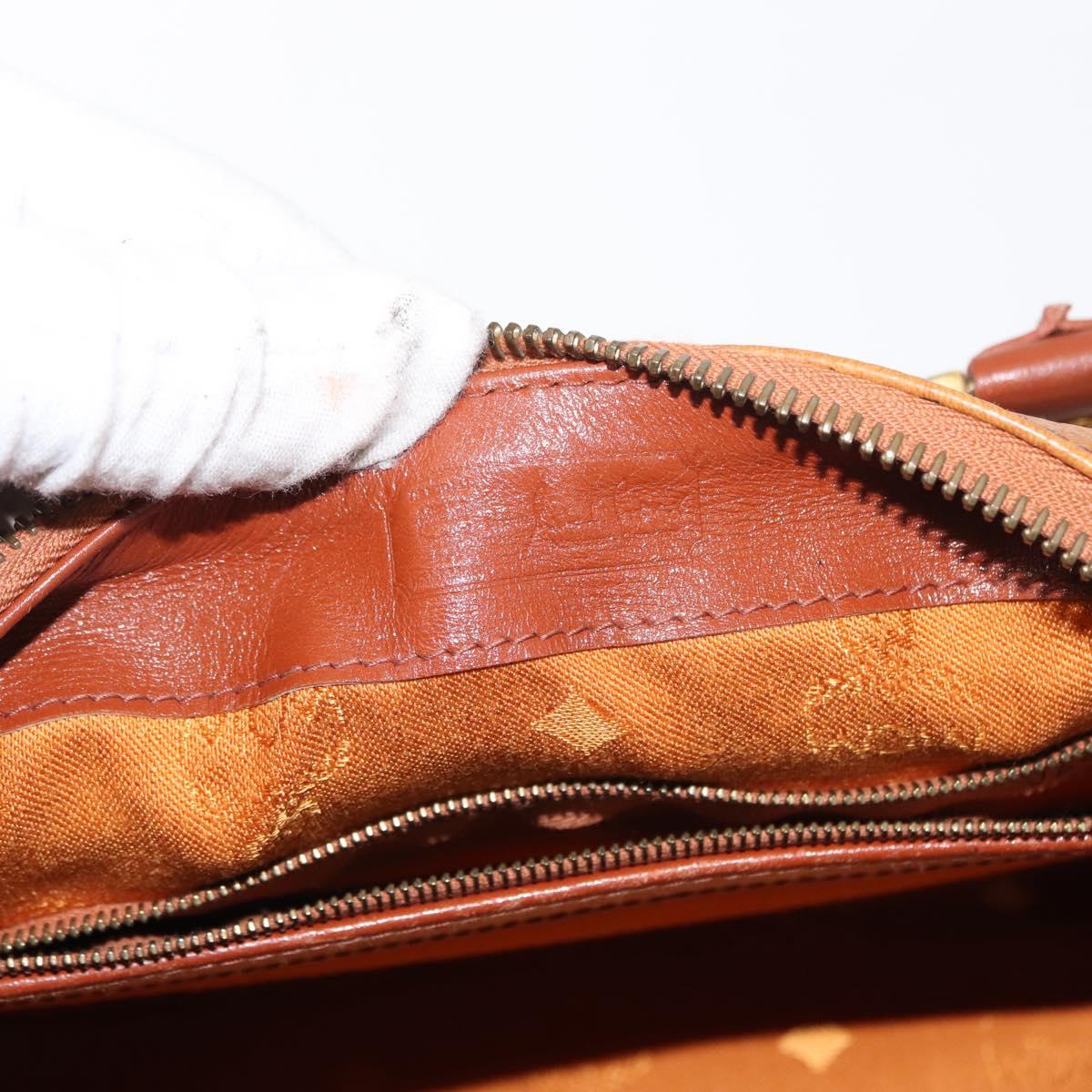 MCM Logogram Vicetos Hand Bag PVC Leather Brown Gold Auth 147887