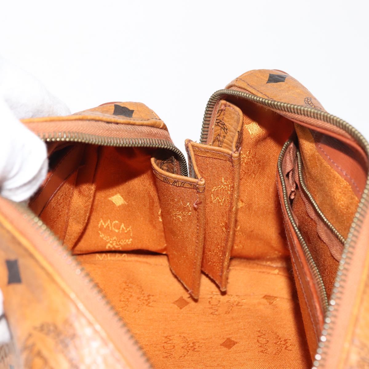 MCM Logogram Vicetos Hand Bag PVC Leather Brown Gold Auth 147887