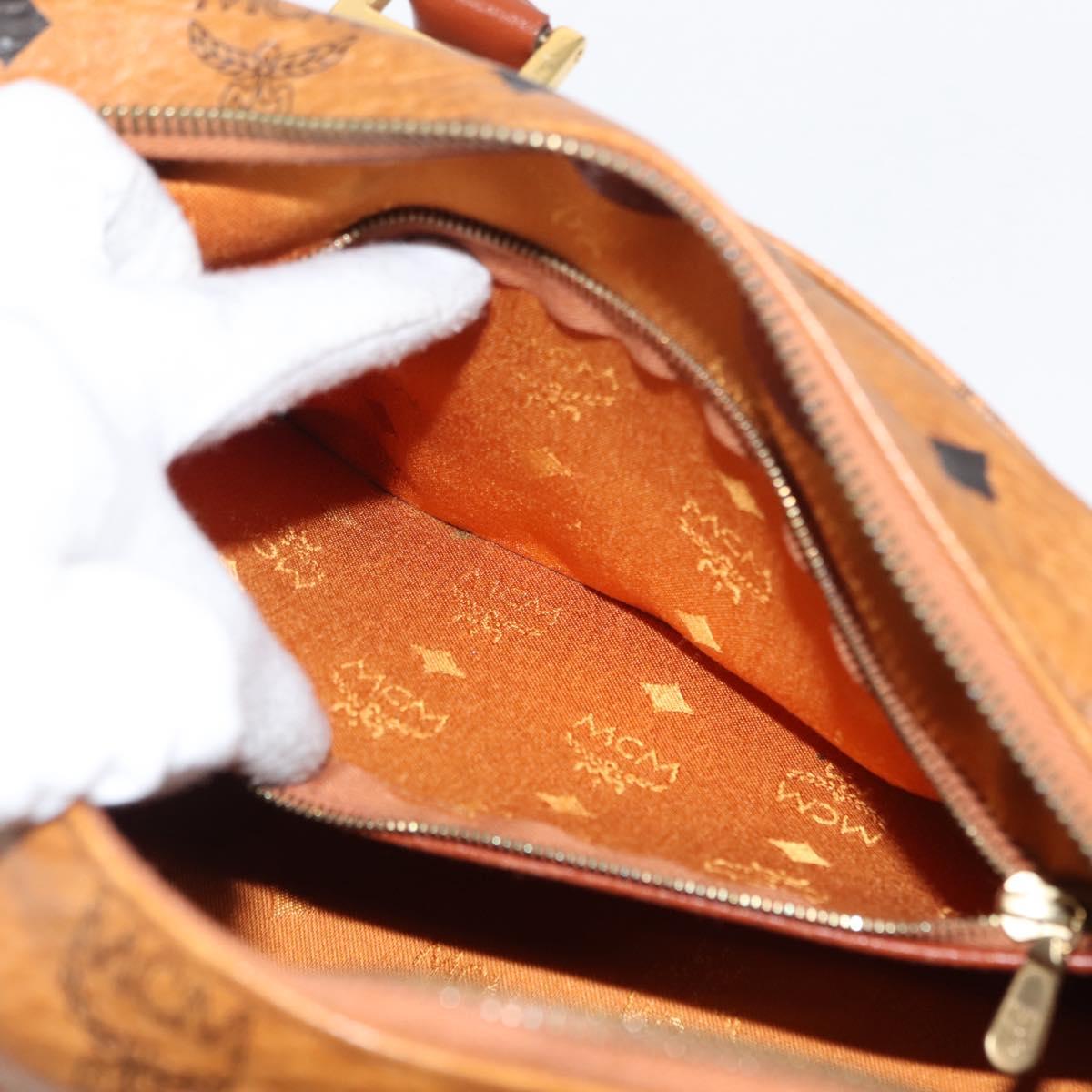 MCM Logogram Vicetos Hand Bag PVC Leather Brown Gold Auth 147887