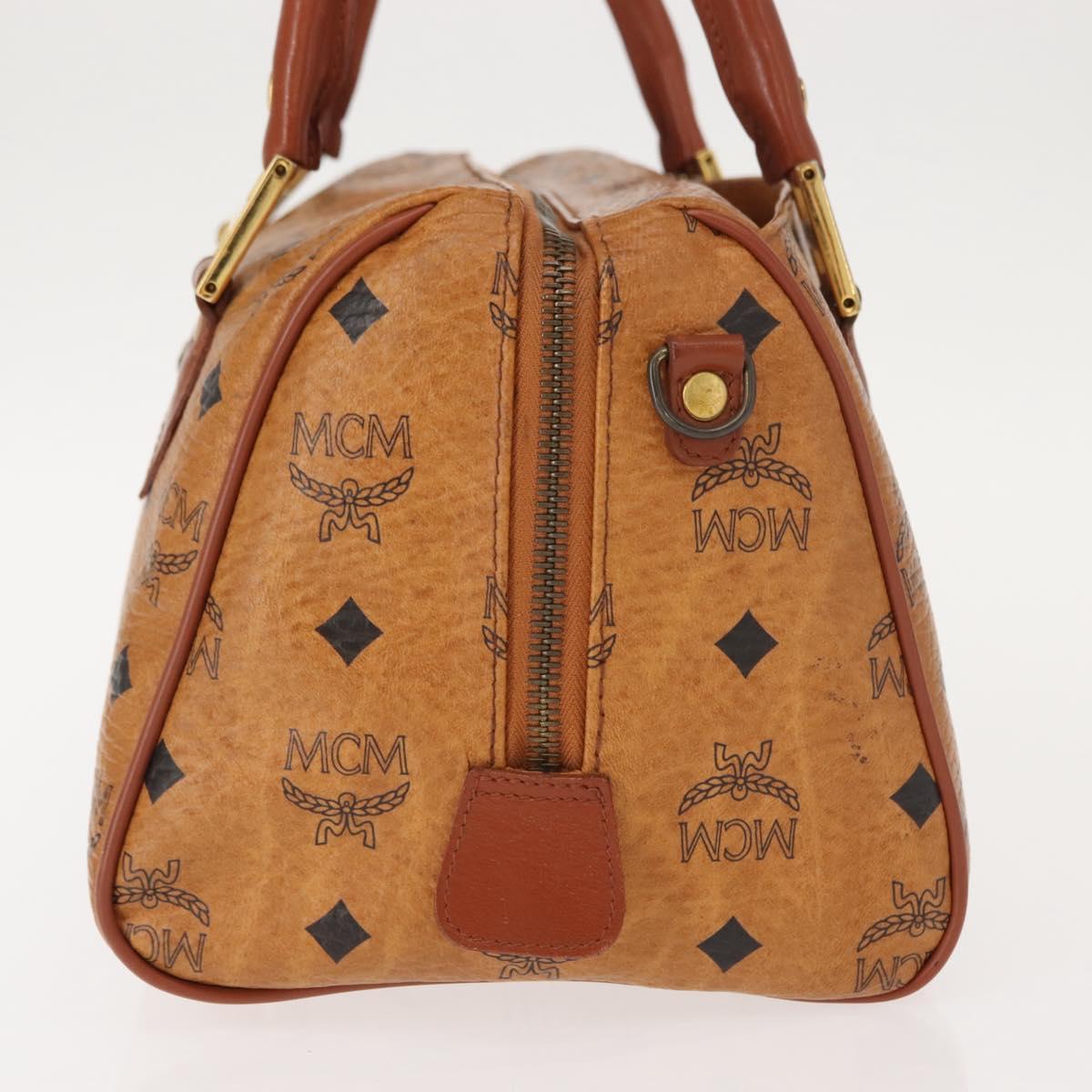 MCM Logogram Vicetos Hand Bag PVC Leather Brown Gold Auth 147887