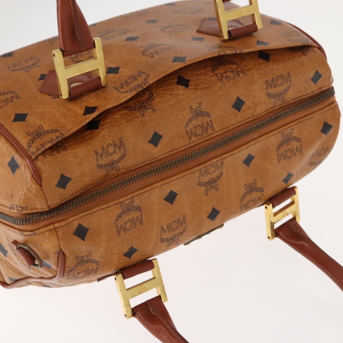 MCM Logogram Vicetos Hand Bag PVC Leather Brown Gold Auth 147887