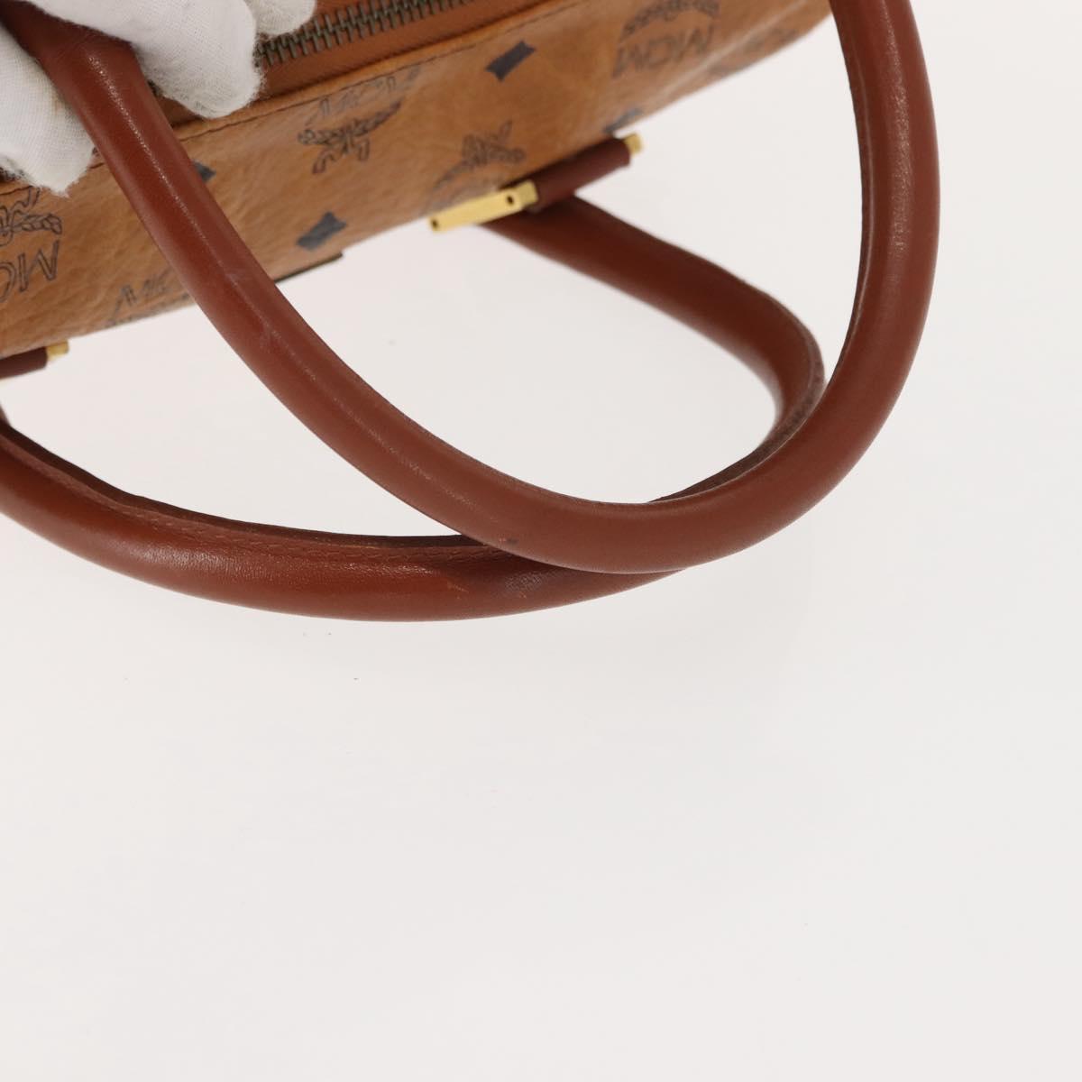 MCM Logogram Vicetos Hand Bag PVC Leather Brown Gold Auth 147887