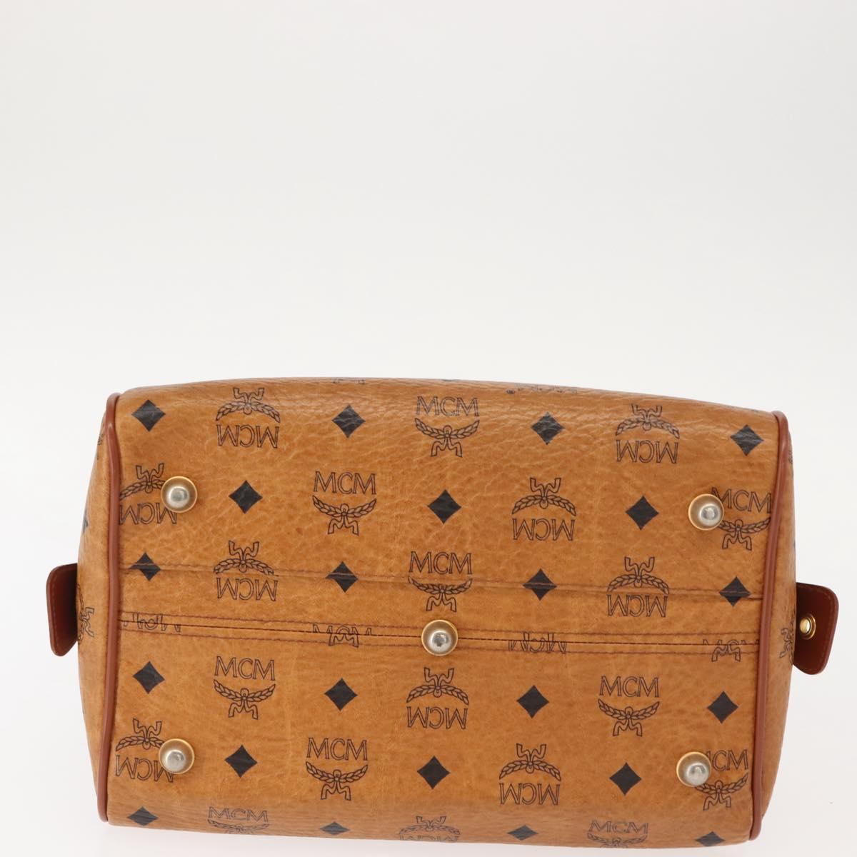 MCM Logogram Vicetos Hand Bag PVC Leather Brown Gold Auth 147887