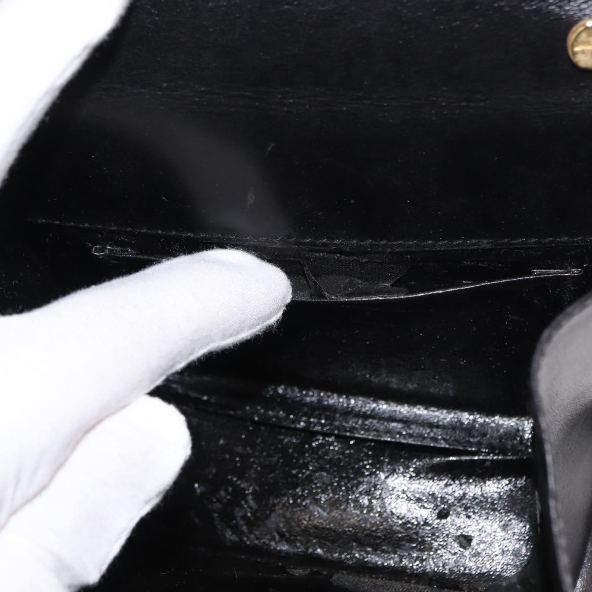 Salvatore Ferragamo Chain Vala Shoulder Bag Leather Black Gold Auth 147890