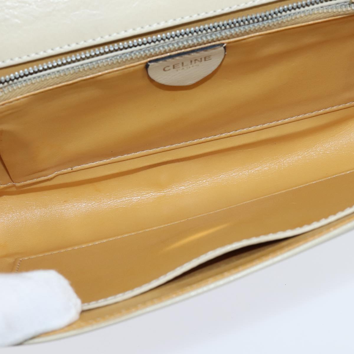 CELINE Shoulder Bag Leather Beige Gold Auth 147891