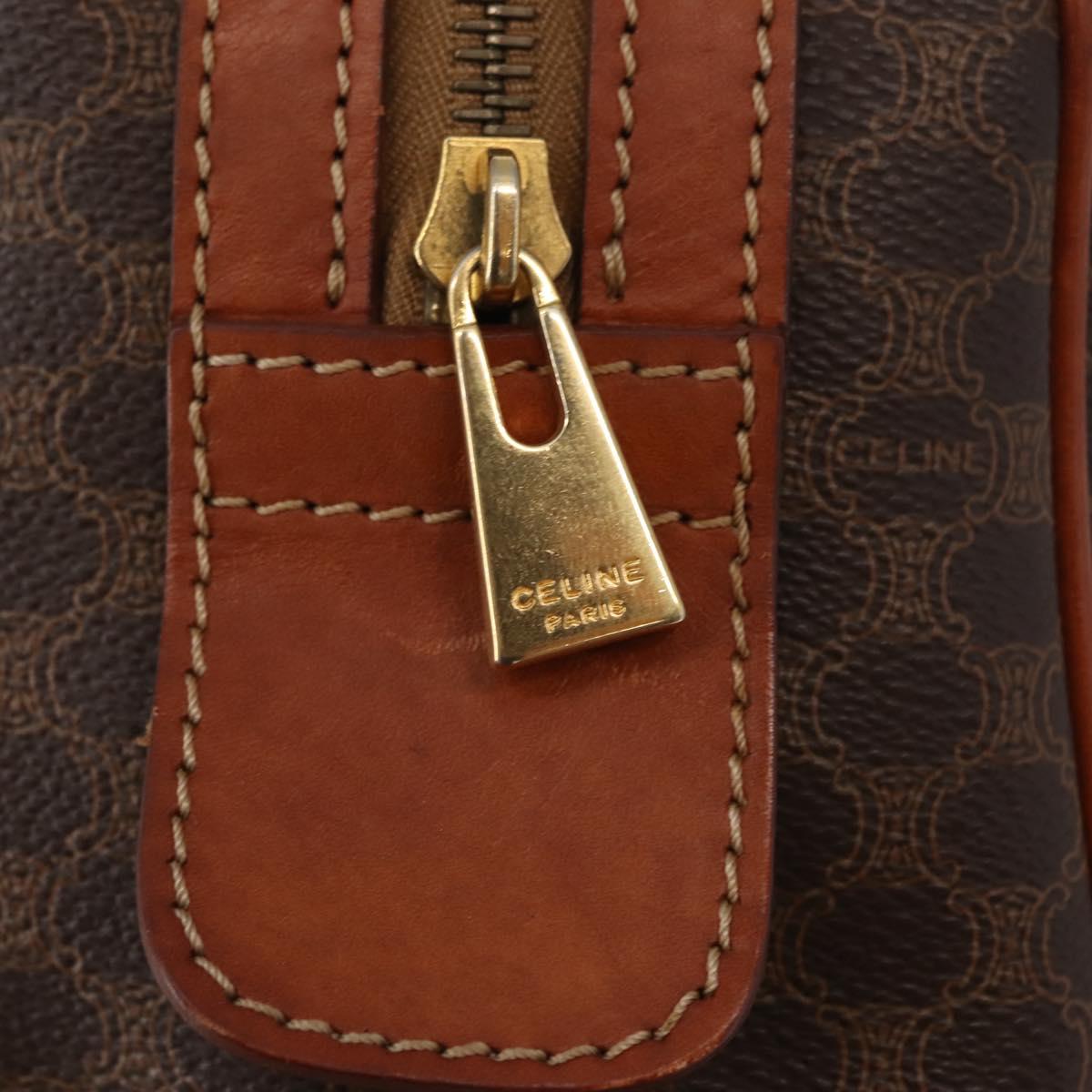 CELINE Macadam Canvas Hand Bag PVC Brown Gold Auth 147895