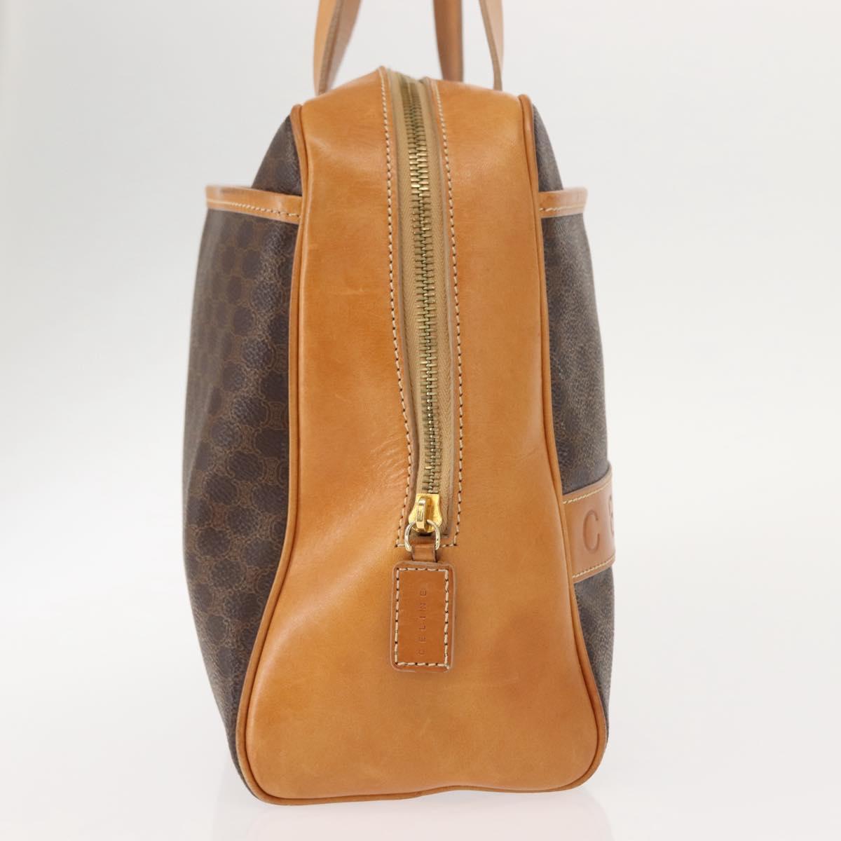 CELINE Macadam Canvas Hand Bag PVC Brown Gold Auth 147897