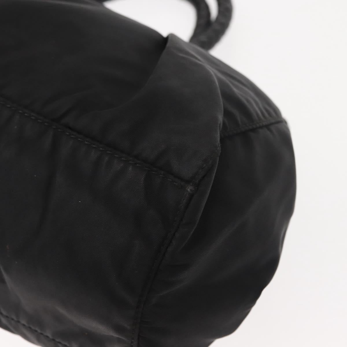 PRADA Hand Bag Nylon Black Silver Auth 147899
