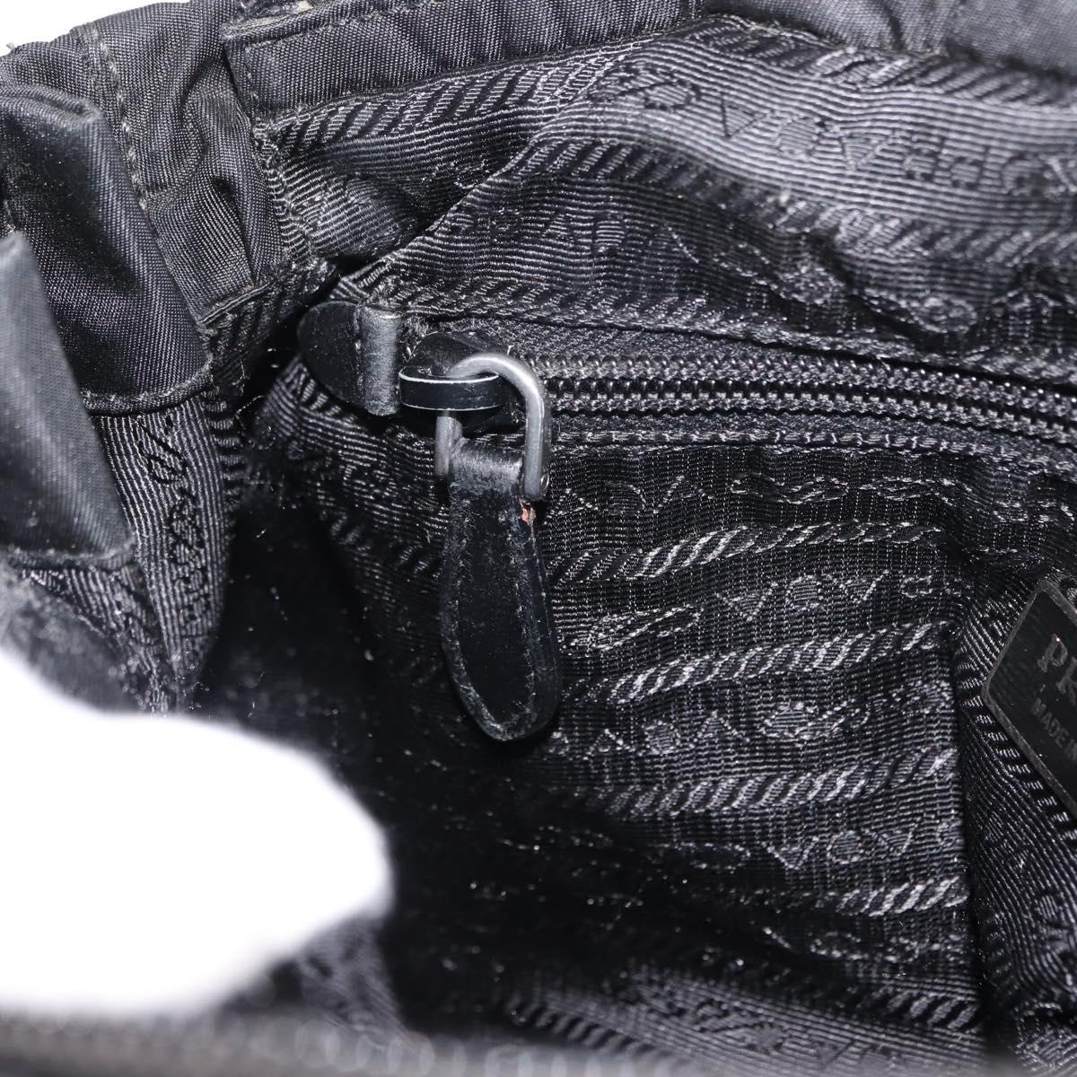 PRADA Hand Bag Nylon Black Silver Auth 147899