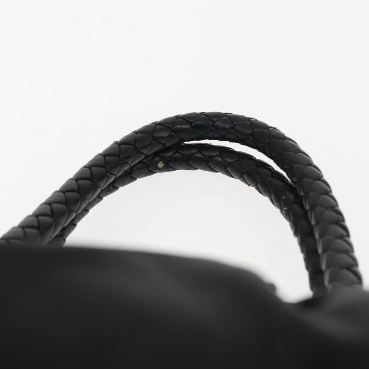 PRADA Hand Bag Nylon Black Silver Auth 147899