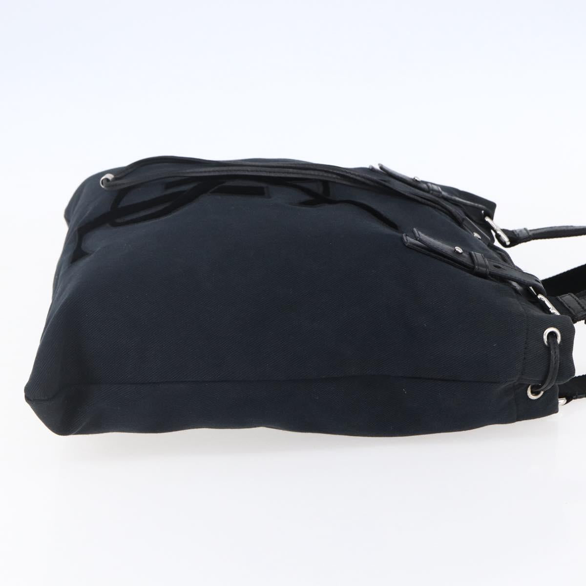 SAINT LAURENT Kahala Tote Bag Canvas Black Silver Auth 147900