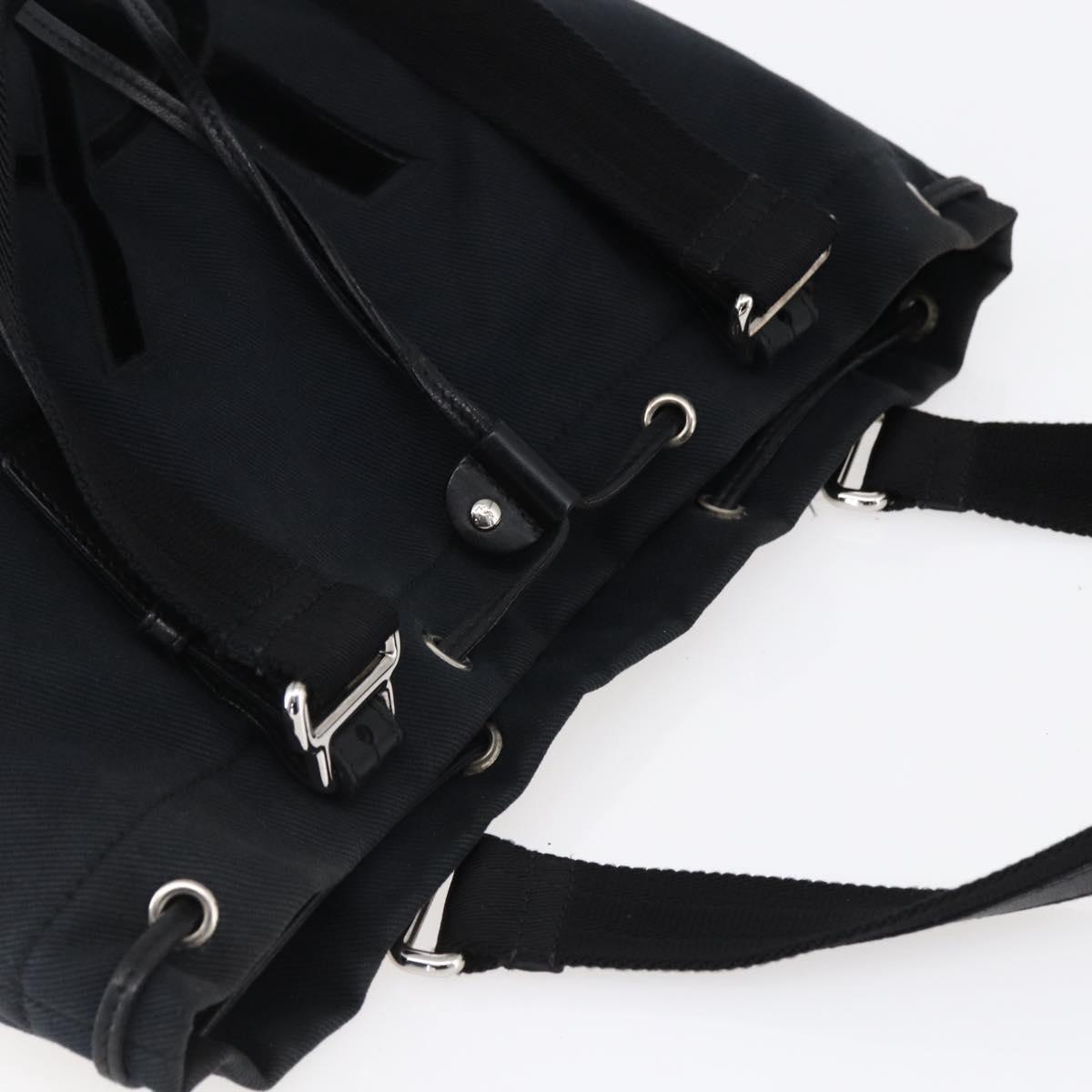 SAINT LAURENT Kahala Tote Bag Canvas Black Silver Auth 147900