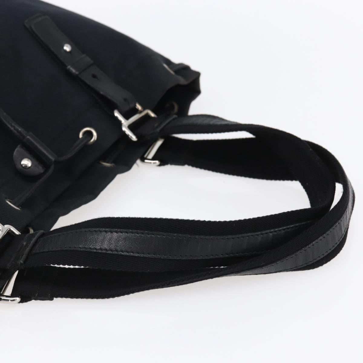 SAINT LAURENT Kahala Tote Bag Canvas Black Silver Auth 147900