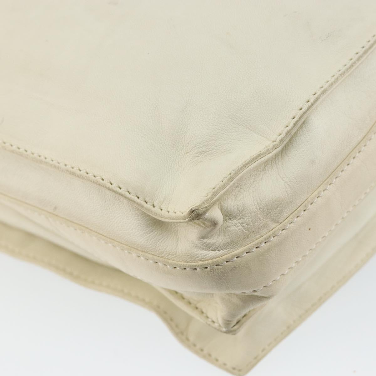 LOEWE Anagram Shoulder Bag Leather White Auth 147902