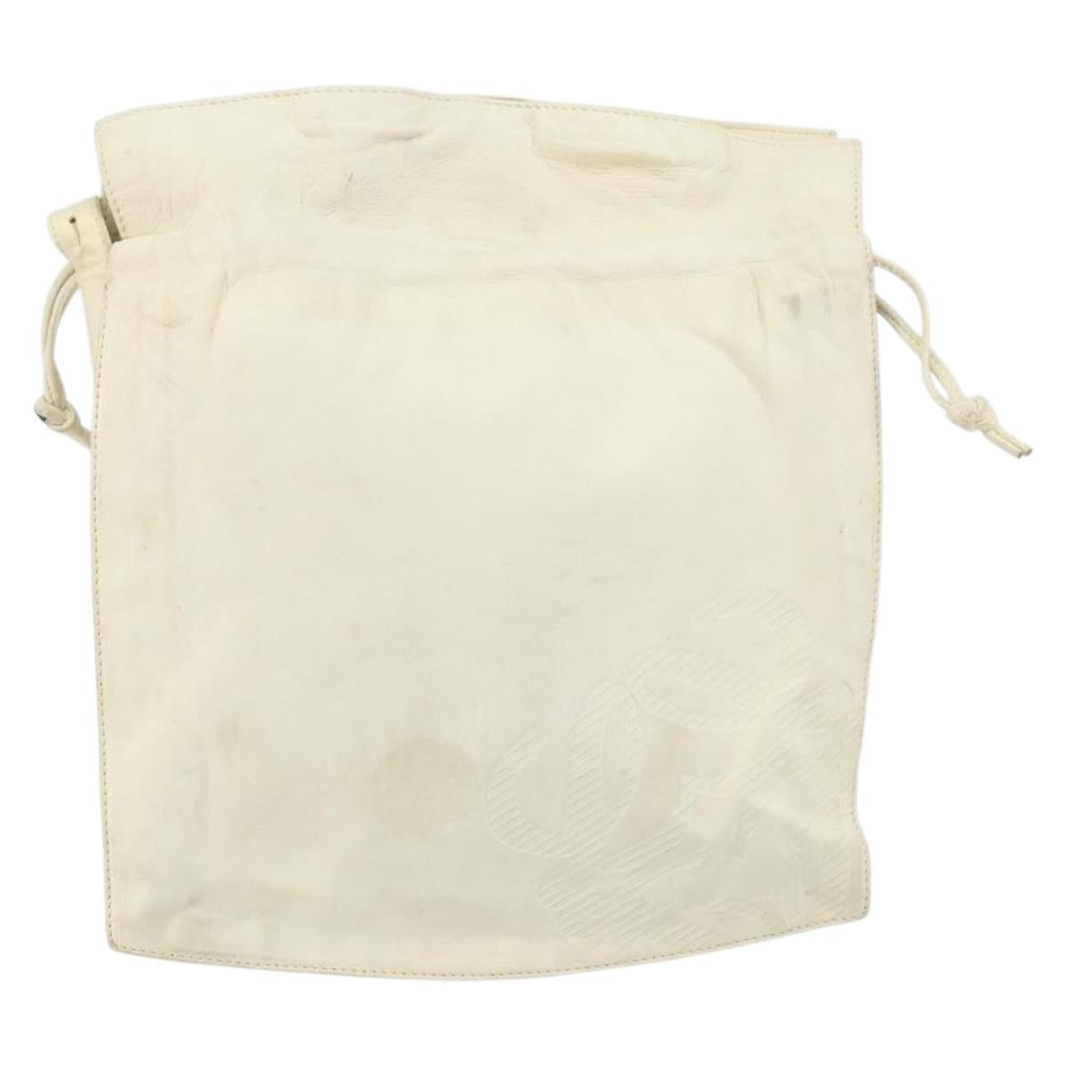 LOEWE Anagram Shoulder Bag Leather White Auth 147902