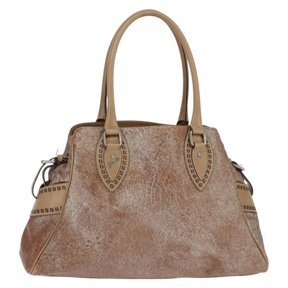 FENDI Etnico Hand Bag Leather Pink Auth 147903