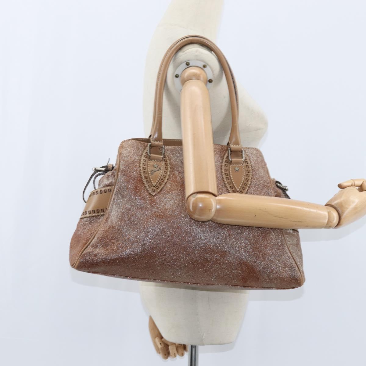 FENDI Etnico Hand Bag Leather Pink Auth 147903