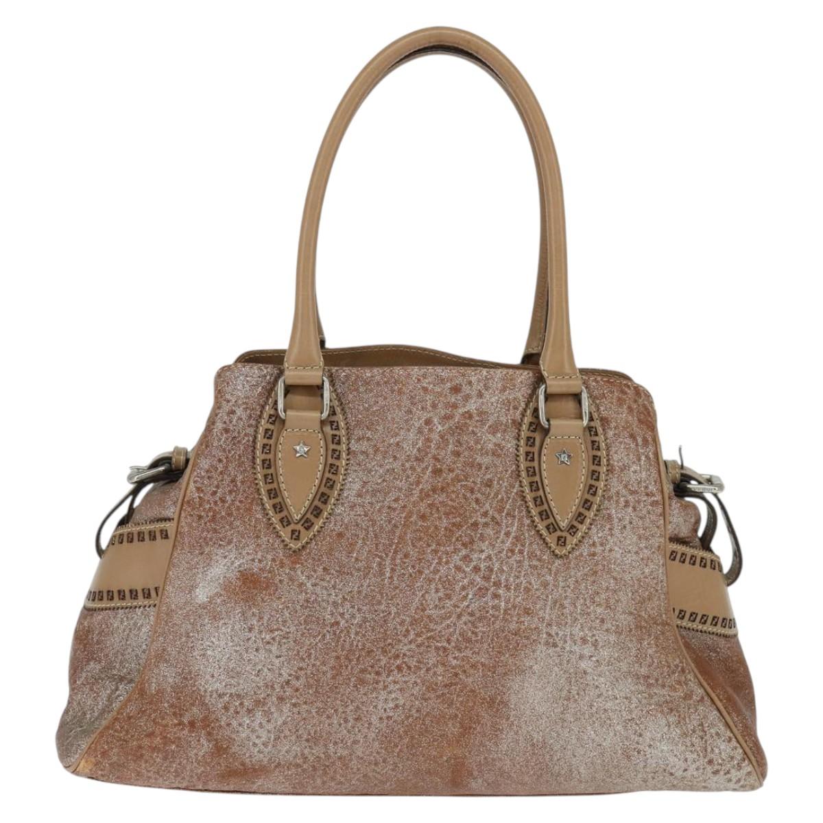 FENDI Etnico Hand Bag Leather Pink Auth 147903