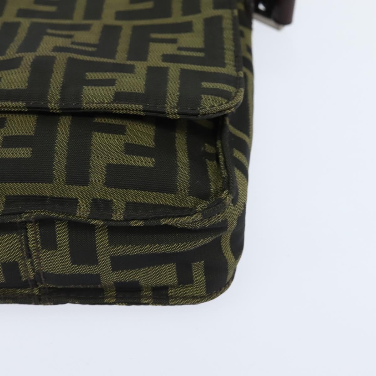 FENDI Zucca Canvas Shoulder Bag Brown Black Auth 147906