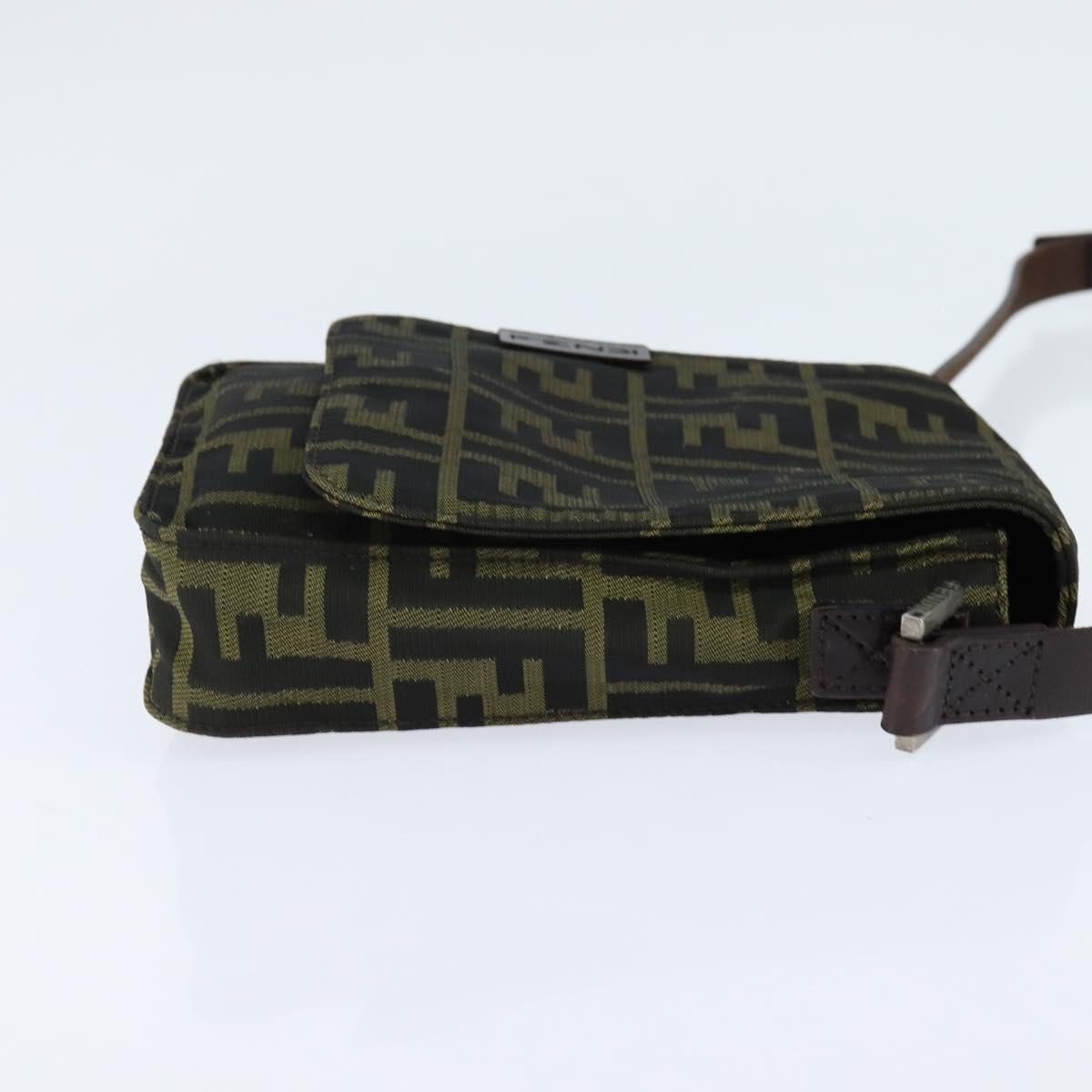FENDI Zucca Canvas Shoulder Bag Brown Black Auth 147906