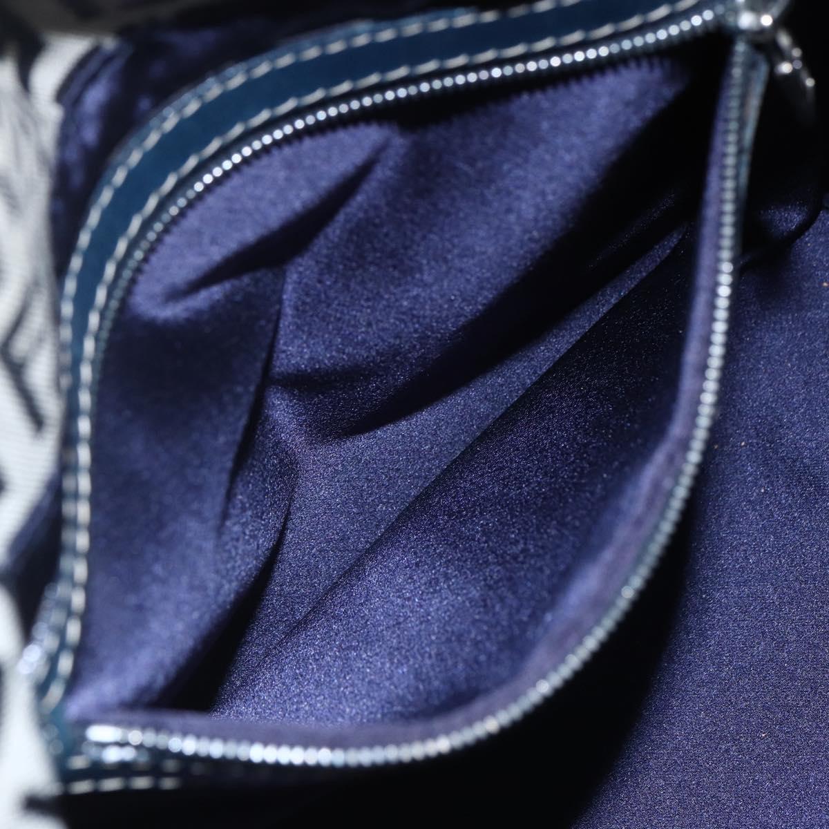 FENDI Zucchino Canvas Shoulder Bag Navy Silver Auth 147907