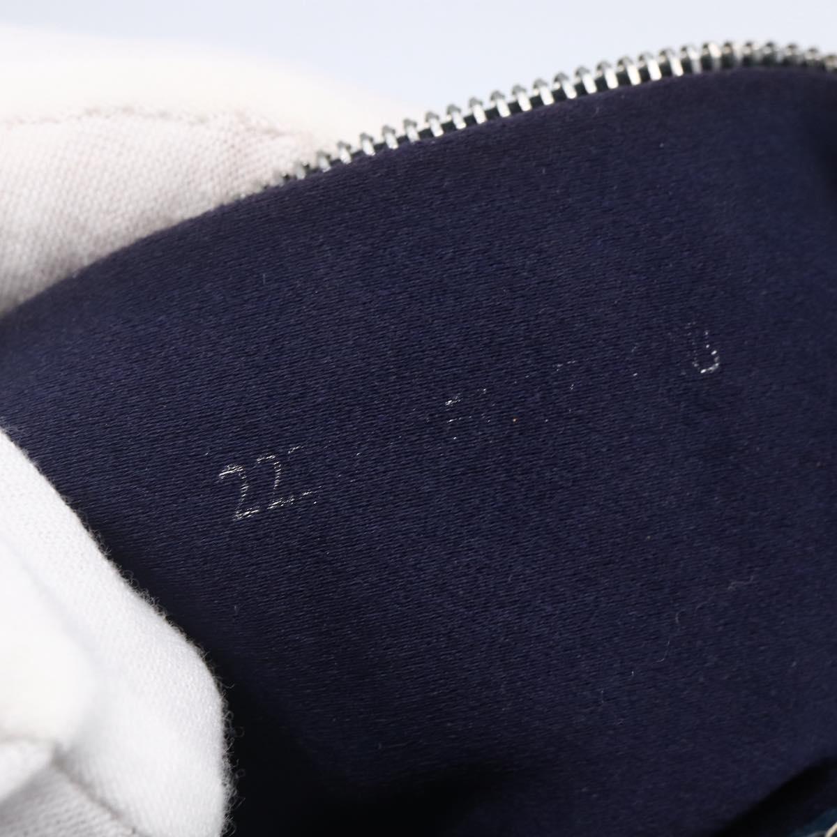 FENDI Zucchino Canvas Shoulder Bag Navy Silver Auth 147907