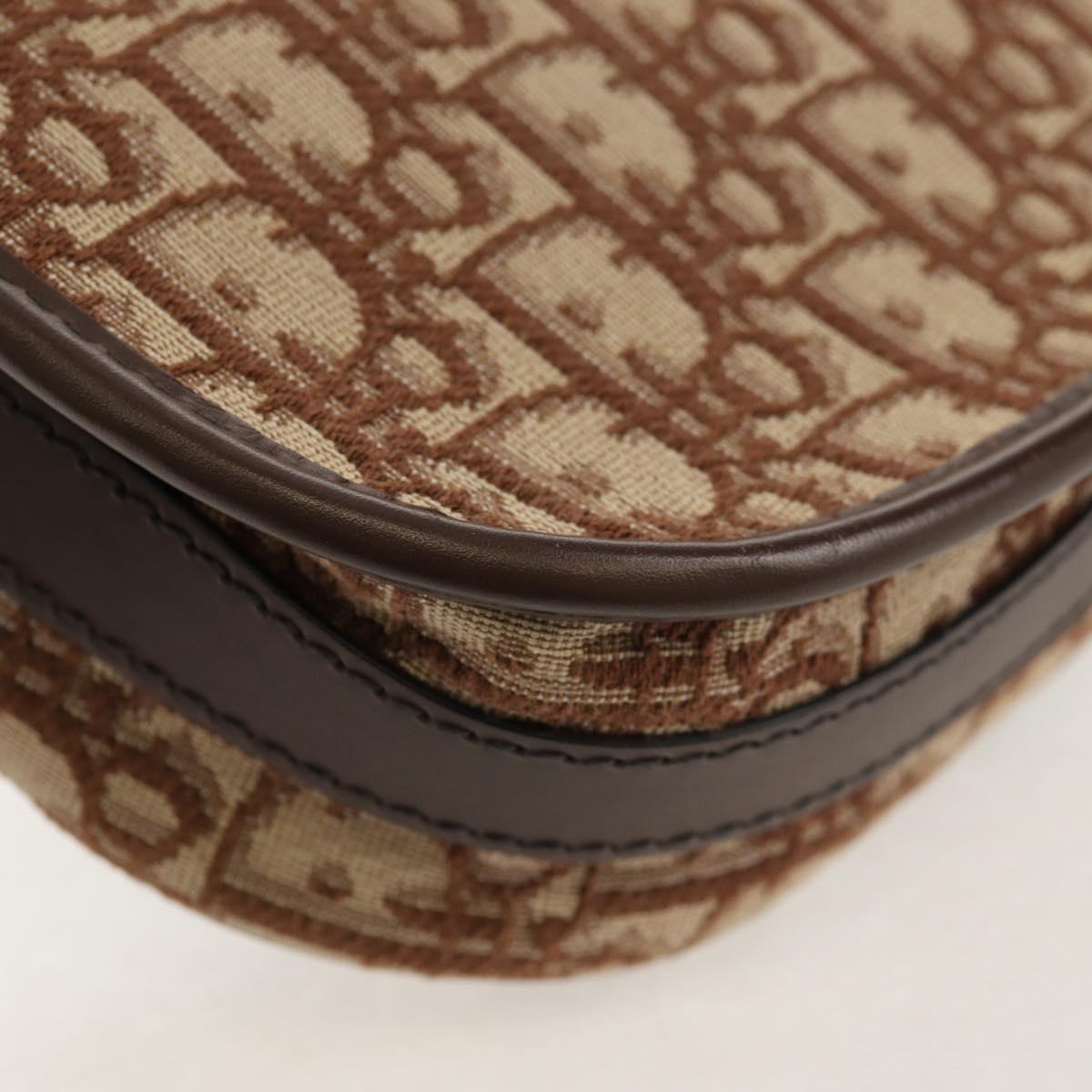 Christian Dior Trotter Canvas Bobby Shoulder Bag Brown Gold Auth 147910M