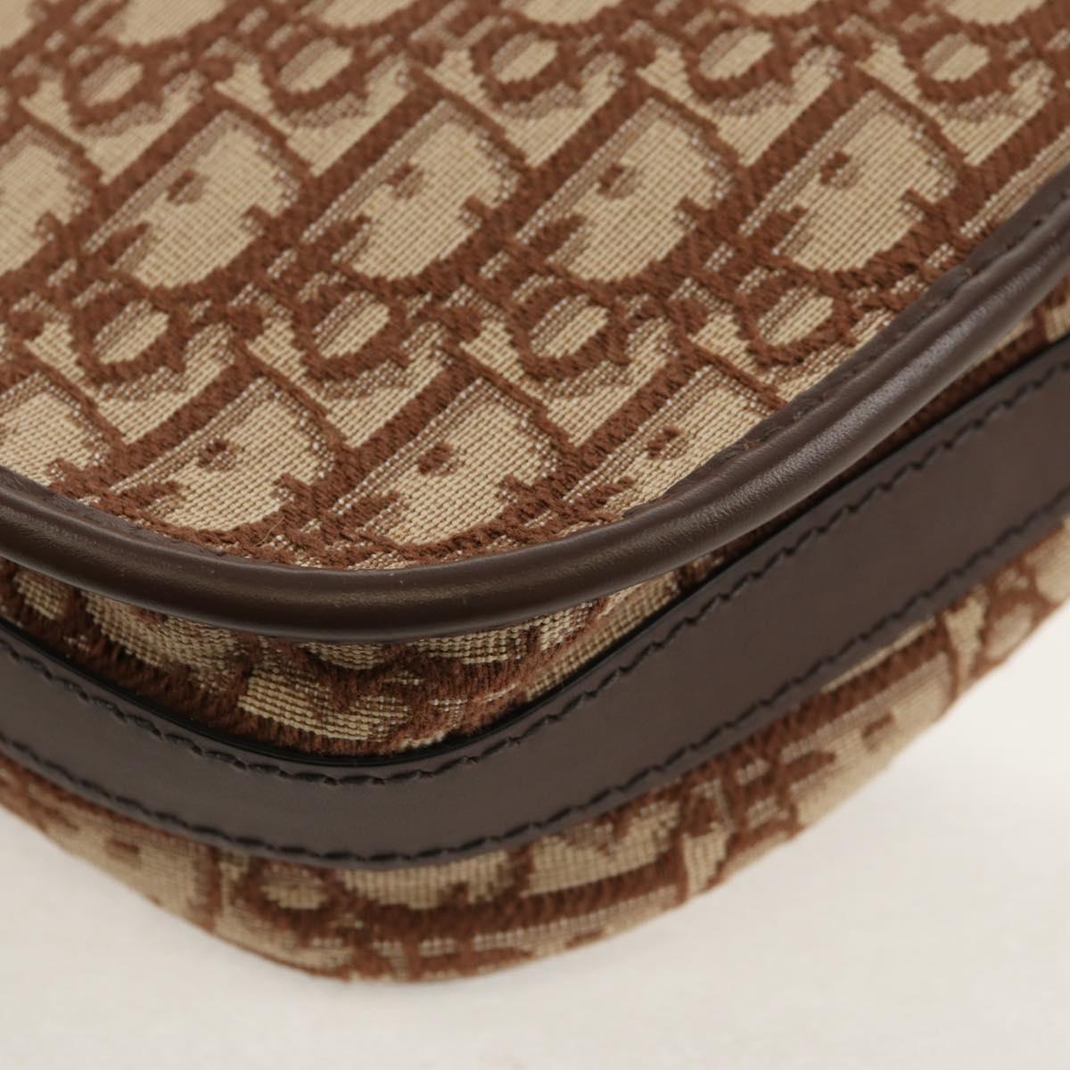 Christian Dior Trotter Canvas Bobby Shoulder Bag Brown Gold Auth 147910M