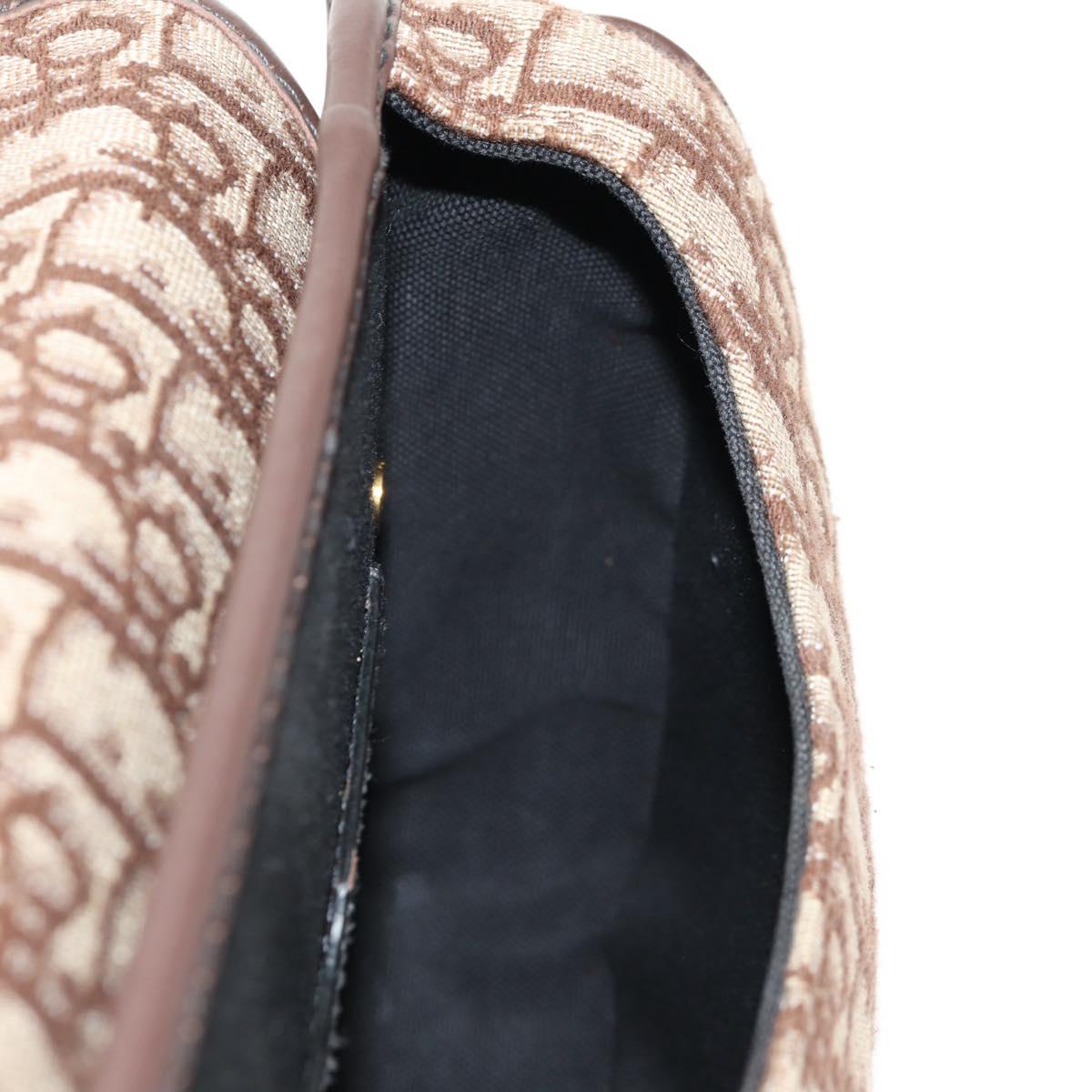 Christian Dior Trotter Canvas Bobby Shoulder Bag Brown Gold Auth 147910M