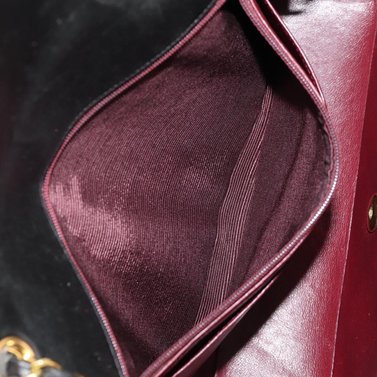 CHANEL Matelasse Chain Diana Shoulder Bag Lamb Skin Black Gold CC Auth 147913V