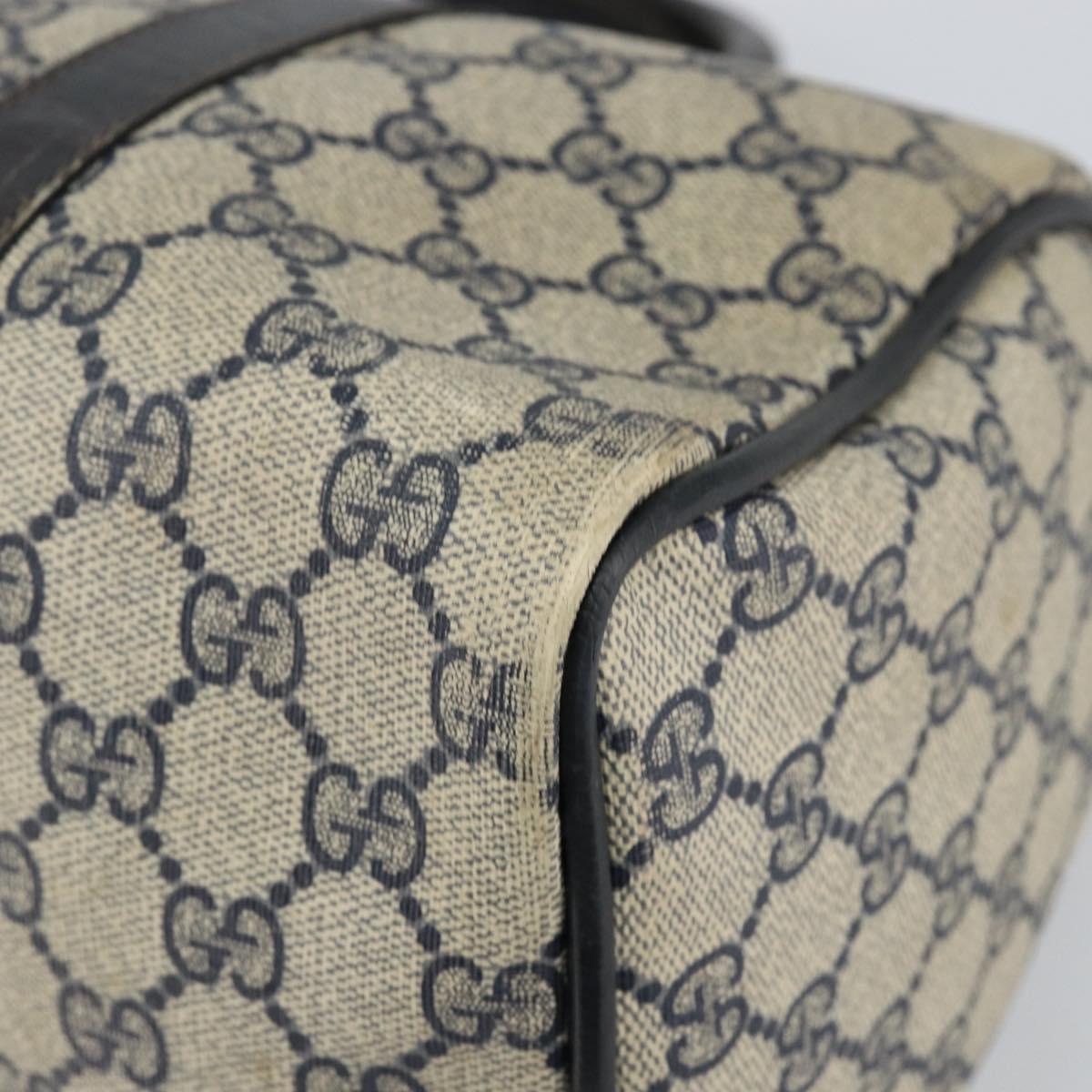 GUCCI GG Supreme Sherry Line Boston Bag PVC Navy Gold 012 3842 33 39 Auth 147940